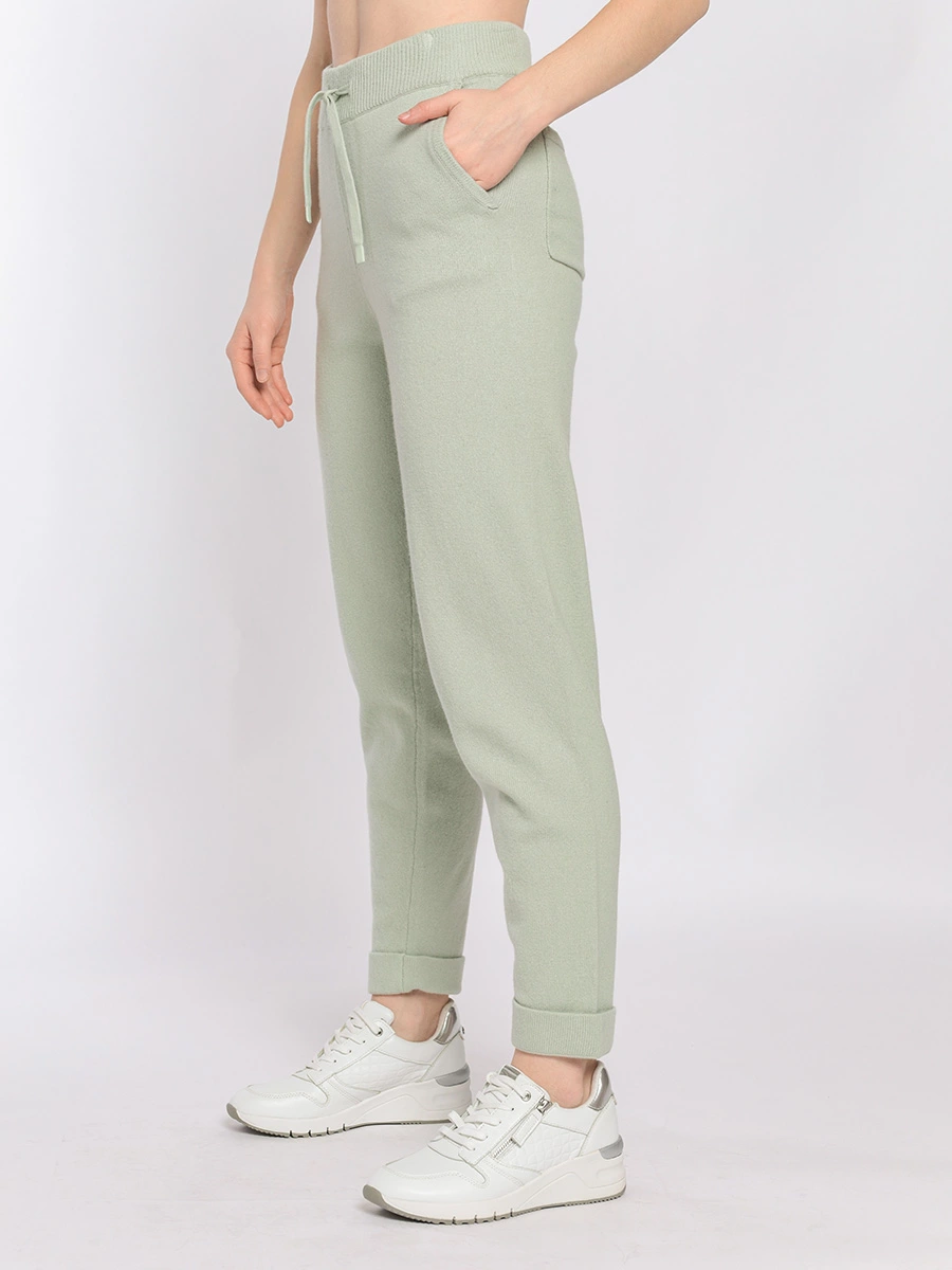 Светло-зеленые брюки из смесовой шерсти